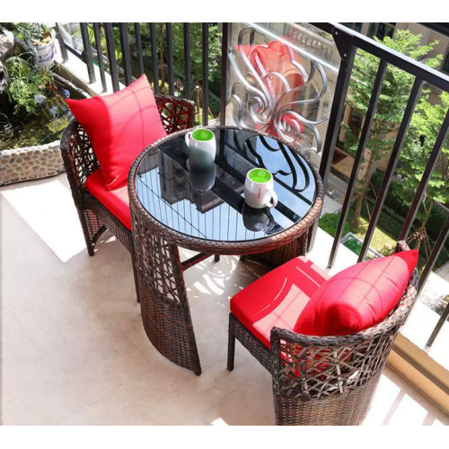 Modern Patio Rattan Bistro Set with Storage Table