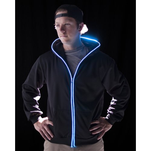 Felpa con cappuccio e zip colorata si illumina