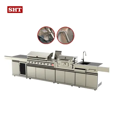 Luxury Modular Kitchen Island Cabinet Gas Grill Stainless Steel