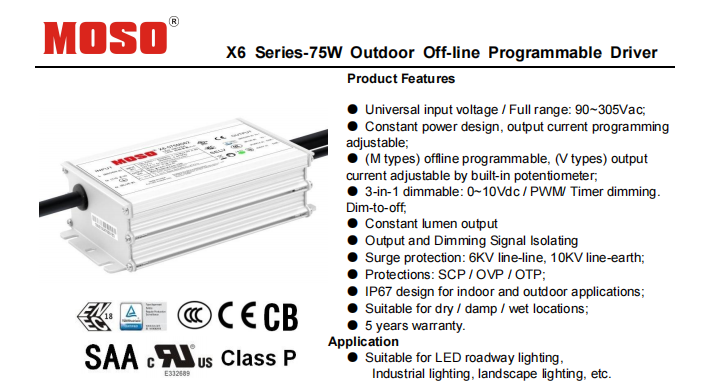 Moso Led Driver X6 075w 1 Series