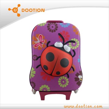 3D cartoon kids travel trolley bag