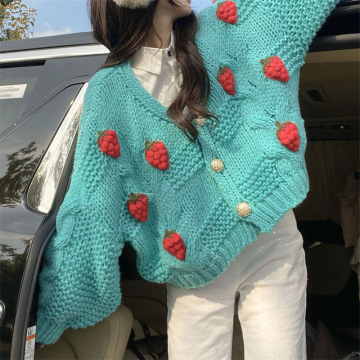 women's autumn and winter thick strawberry sweater