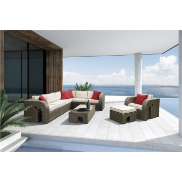 Mobilier Rattan canapea exterior în formă de L canapea