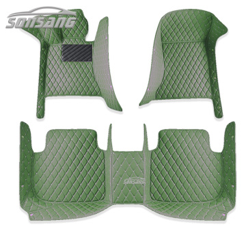 Luxury Stitched Leather Car Mats - Green