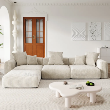 Nowoczesna sofa z piórkiem i sztruksową tkaniną