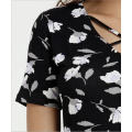 Блузка с цветочным принтом на завязке спереди