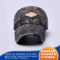 Topi Bisbol Tertekan Vintage yang Dicuci dengan Tambalan Kulit
