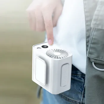 USB Rechargeable 3-in-1 Digital Display Portable Air Cooler Power Bank Fan