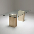 Nordic Beige Travertine Stone Dining Table