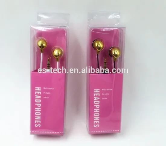 Plating gold funny earbuds for Gift, cheap earphone, plastic earphone