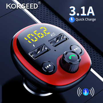KORSEED Bluetooth FM Transmitter Handsfree For Car Car Kit MP3 Audio Player with Quick Charge mp3 player bluetooth car 12V