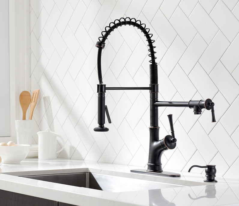 Black 304 Water Tap Pull-Out Sprayer Kitchen Faucet