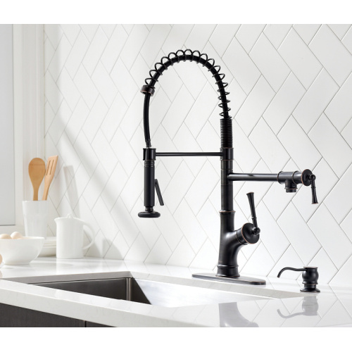 Black 304 Water Tap Pull-Out Sprayer Kitchen Faucet