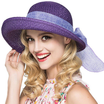Summer ladies bow soft straw hat