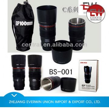 Factory supply strong packing bpa free 400ml camera lens travel mug from China