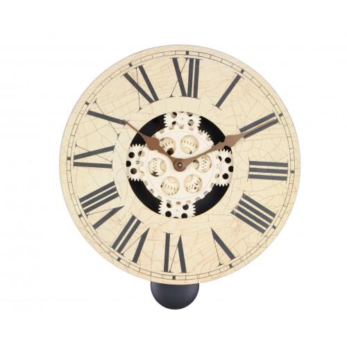 Horloge murale à engrenages pendulaire rétro en bois de 14 pouces