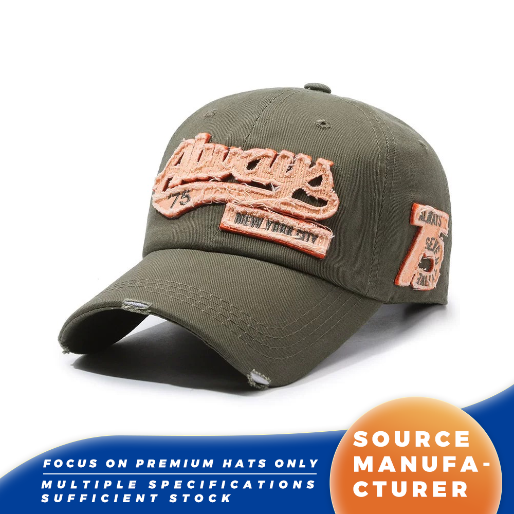 Topi Bisbol Bordir Tambalan Retro yang Dicuci