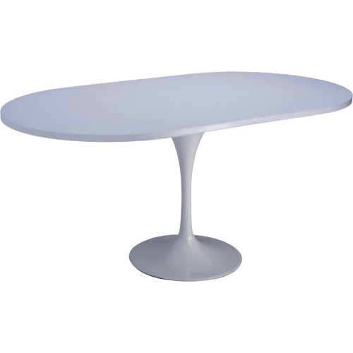 Modern oval MDF top aluminum base dining table