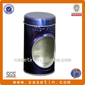 custom roud metal tin box with window for tea