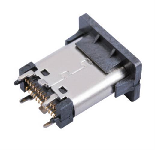 USB3.1 C-Type Receptacle Connector ตัวเชื่อมต่อ SMT แนวตั้งที่มีโพสต์
