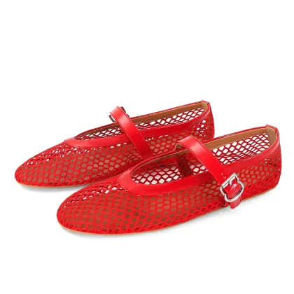 Women's Mesh Ballet Flats, Fishnet Ballet Flats