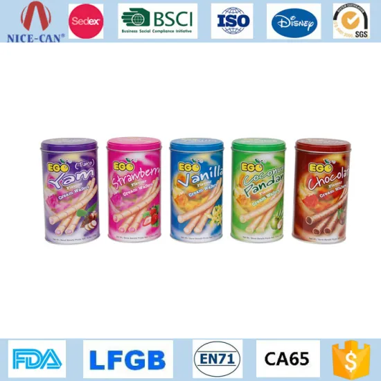 Beautiful round potato chips tin box snack packing box