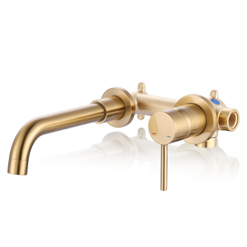 Copper Concealed Wall-Mounted Bathroom Washbasin Faucet