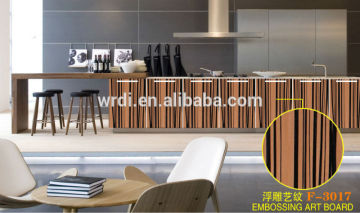 2014 brand-new colored elegant 4*8 embossing melamine board for kitchen cabinet