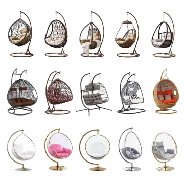Modern PE Rattan Patio Circle Swing Chair with Frame