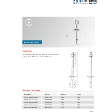 M16X 350mm Göz Cıvatası Galv Açık Tip