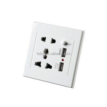 110V-250V Universal Wall Socket with USB Charger and LED Guide