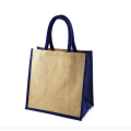 Custom dark blue jute handle bag