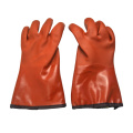 Brown PVC Coated gloves cashmere feecy linning