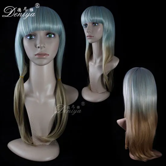 Half Colored Green and Brown Synthetic Hair Wigs Hair Costume Wig