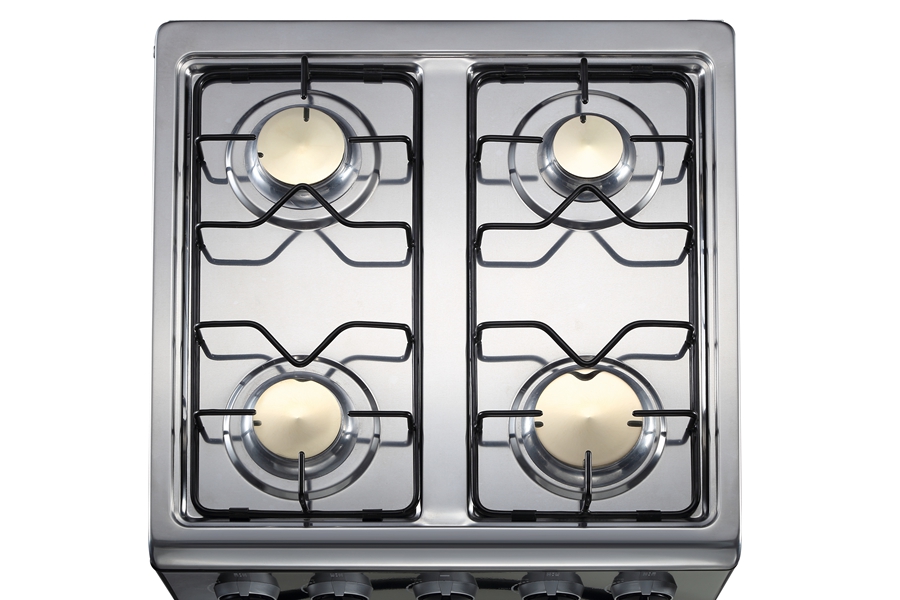 4-burner gas stove with oven in restaurant