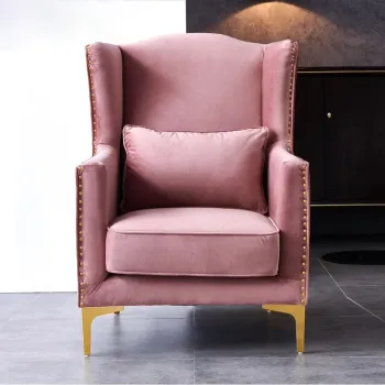 Upholstered High Back Hotel Accent Chair with Stainless Steel Legs