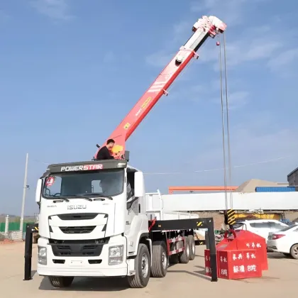 ISUZU GIGA Right Hand 8X4 12Wheels Cargo Truck with 18tons 4 Arm Sany Palfinger Mobile Crane Truck