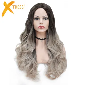 X-TRESS Synthetic Hair Wigs For Women 24 Inch Long Body Wave Ombre 27# High Temperature Wigs With Baby Hair  Wavy Hair Wigs