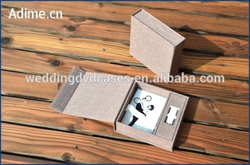 Custom Wedding Fabric Linen USB Photo Print Packaging Keepsake Box