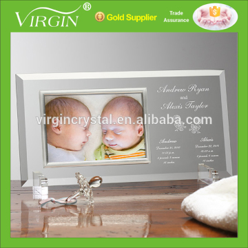 Wholesale k9 crystal glass love photo frame for newborn baby birth souvenirs