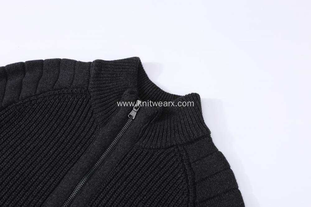 Men's Knitted 100% Cotton Zip Tyre Sleeve Cardigan