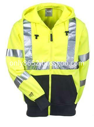 Men's Lime Green High-Visibility Hooded Sweatshirt