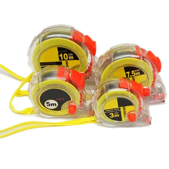 Customized Measuring Tapes: 3M, 5M, 7.5M, and 10M Lengths in Self-Lock Steel ABS Case and Stainless Steel Transparent Casing