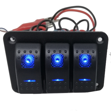 12V 20A 3 Gang 5pin Kit pannello a interruttore a roccia laser per barche e camper con LED blu