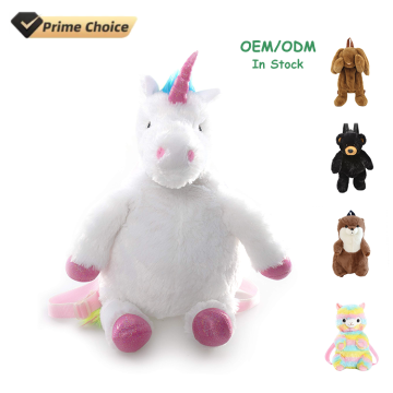 Wholesale Chinese Zoo Series Cartoon Shoulder Bag for Kids with Plush Unicorn and Rainbow Design