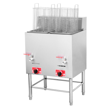 Professional Commercial Food Cart with 28L Capacity, Dual Basket LPG Gas Deep Fryer