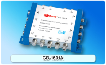 zhuhai gecen Hi-isolation and short-circuit protect 16 in 1 DiSEqC switch GD-1601A