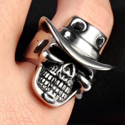 Western style Michael Jackson hat skull ring