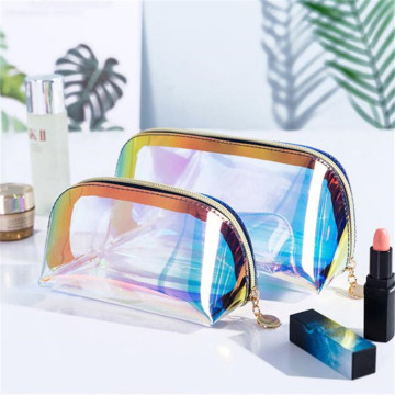 Borsa cosmetica TPU laser ispessita all'ingrosso, borsa di lavaggio impermeabile trasparente, Magic Color Mini portatile PVC Borsa di stoccaggio e custodia a matita