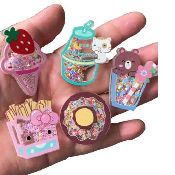 Kawaii Quicksand Shakers Flatback Resin Shaker Planar For DIY Hair Clip Accessories Jewelry Craft Phone Decor